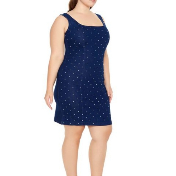 PLUS SIZE RHINESTONE DENIM DRESS - Picture 3 of 7
